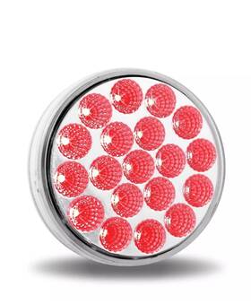8062589 406 Chrome Shop Tled-cr 4 Inch Clear To Red Stop Turn And Tail Strobe Round Led Light 19 Diodes