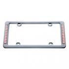 50122 United Pacific Chrome Plastic License Frame Two Red Led Reflector