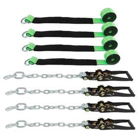 Law190152 Labwork Lasso Car Tie Down Chain Anchors 2 Inch X96 4 Pack High-viz 3300 Lbs Swl
