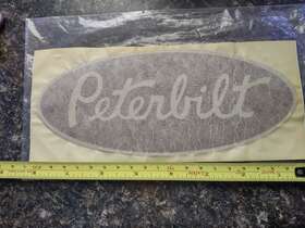 Rz-p306 Peterbilt Oem Red/chrome Replacement Decal Emblem Genuine Size And 8 Inch Oval