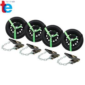 Tr63384 Turitrade Lasso Car Tie Down Chain Anchors 2 Inch X96 4 Pack High-viz 3300 Lbs Swl