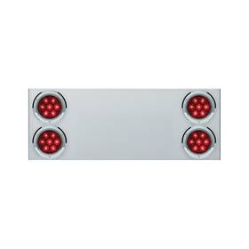 United Pacific 34150 Stainless Steel Rear Center Panel With 4 Red Led And Lens
