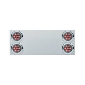 United Pacific 34151 Stainless Steel Rear Center Panel With 4 Red Led And Clear