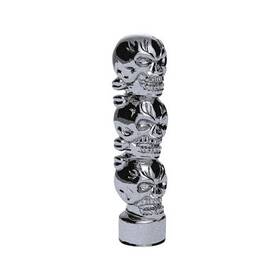 70544b United Pacific 3 Skull Gearshift Knob Liquid Silver 1/2 Inch 13 Thread