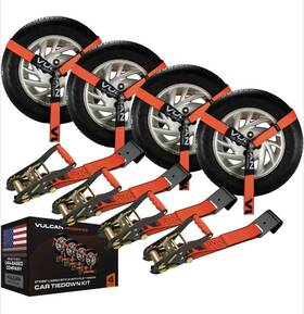 Th011-k4-f-ps Vulcan Lasso Car Tie Down - Flat Hooks 2 Inch X 96 4 Pack Proseries 3300 Lbs Swl