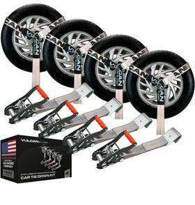 Th011-k4-f-ss Vulcan Lasso Car Tie Down Flat Hooks 2x96 Inch 4 Pack Silver Series 3300 Lbs Swl Nib