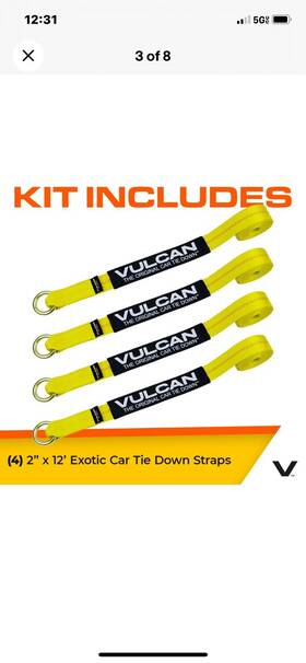 Th050-k4 Vulcan 4 Loop Exotic Car Tie Down Straps - 2 Inch X 12ft Four 144
