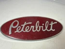 Vtg Peterbilt 8 Red & Silver Semi Truck Metal Emblem Enamel Oval 10320AA #1. Fixed Price $29.18.