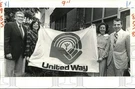 1983 Press Photo Officers Hold United Way's Banner - NOC80090. Fixed Price $24.99.